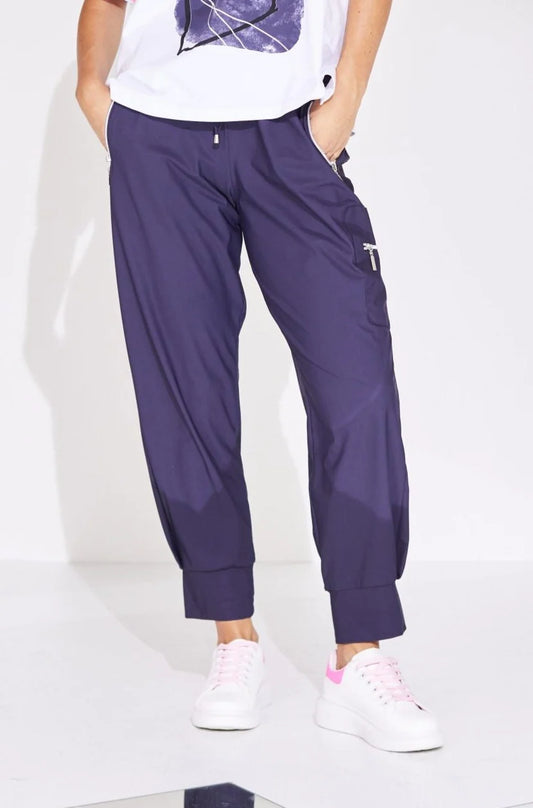 NAYA - Cuff trouser with side pocket/zip Navy